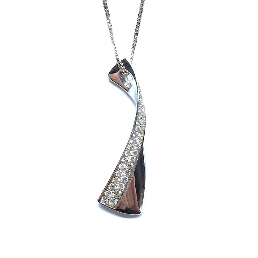 Diamond Set Ribbon Pendant