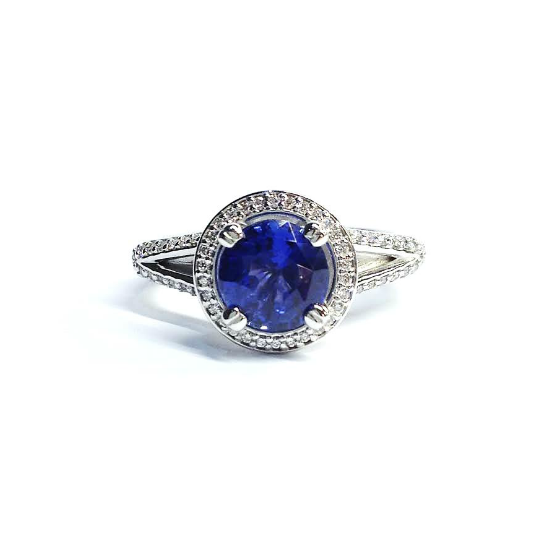 Sapphire & Diamond Halo Ring