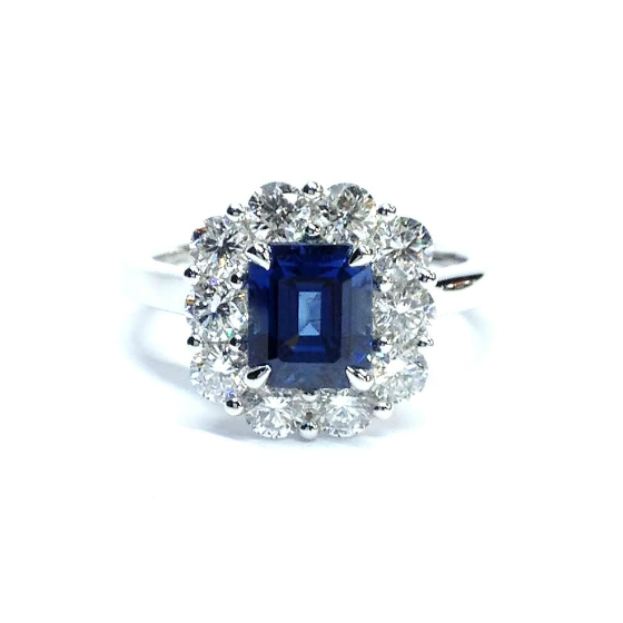 Unique Sapphire & Diamond Cluster Ring