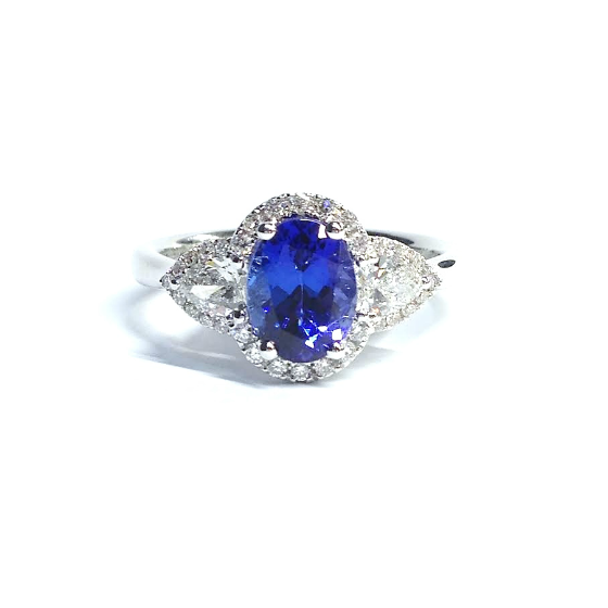 Tanzanite & Diamond Trilogy Halo Ring