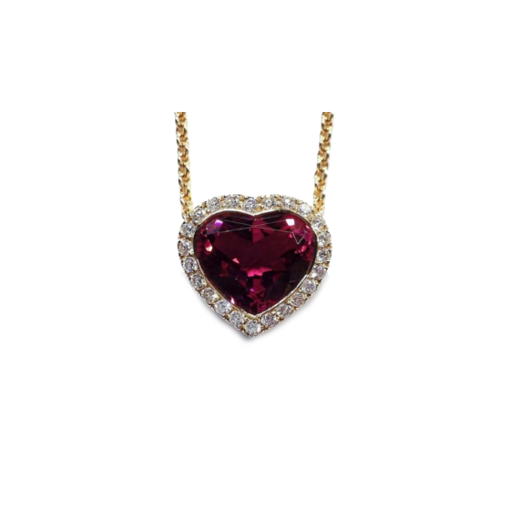 Pink Tourmaline & Diamond Heart Pendant