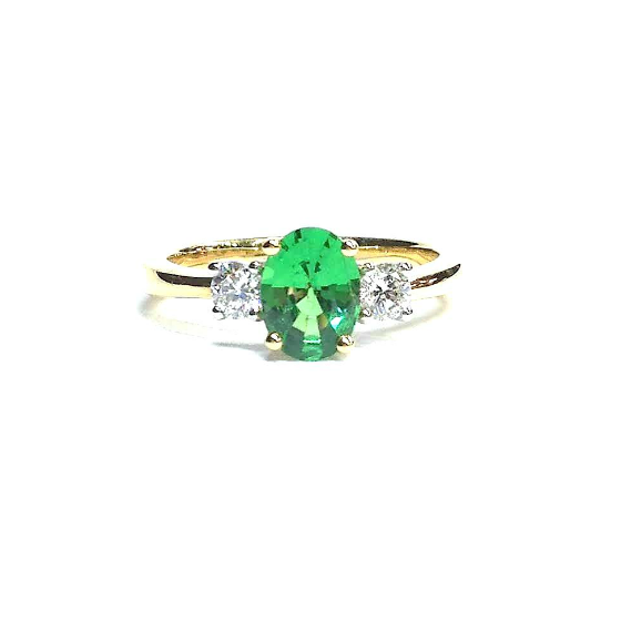 Tzavorite & Diamond Trilogy Ring