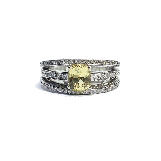 Three Row Sapphire & Diamond Ring