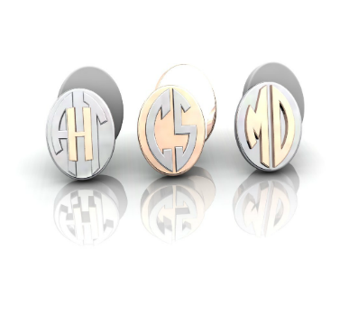 Initialled cufflinks in unique designs from Christopher Stoner Fine Jewellery