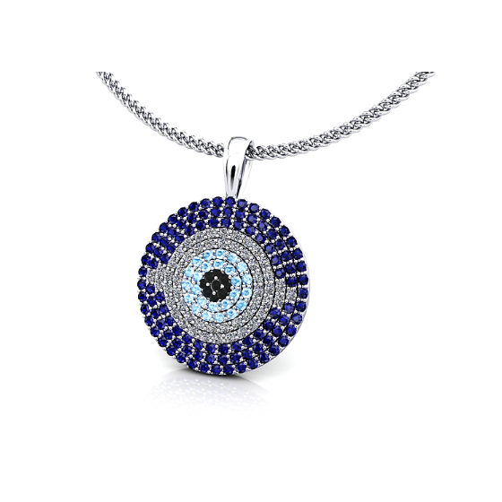 Evil Eye pendant from an angled view