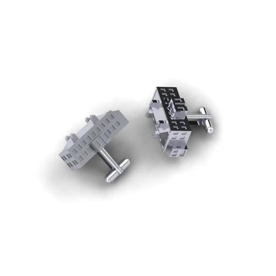 White metal CAD image of Grand Design cufflinks
