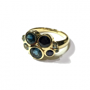 Mixed teal bubble ring by Christopher Stoner