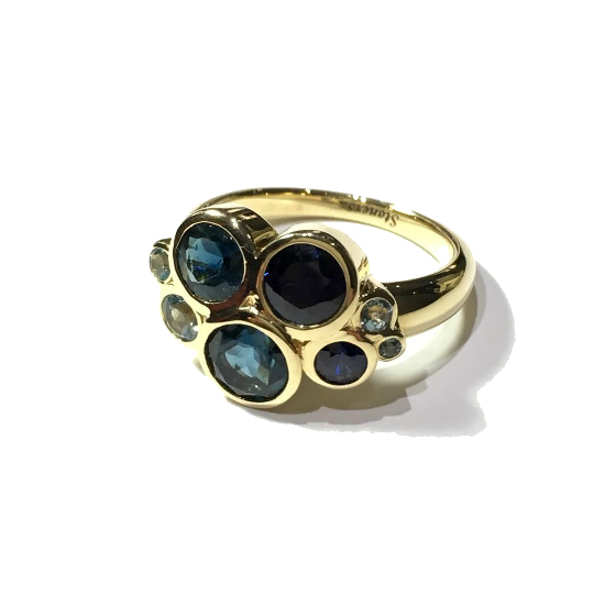 Mixed teal bubble ring by Christopher Stoner